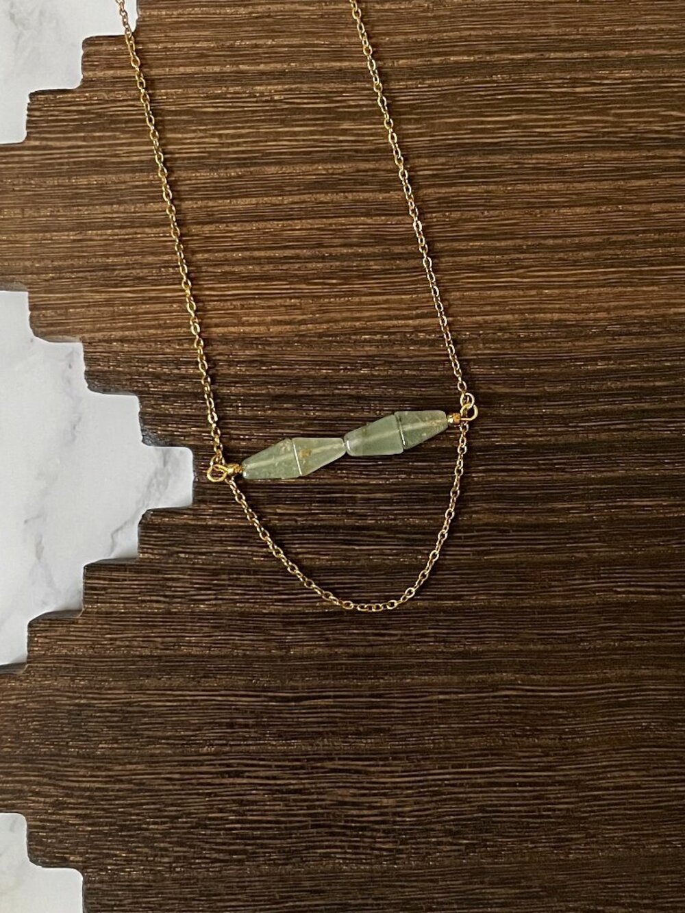 Handmade Yucca Point Natural Stone Western Bar Necklace Gold 16 inch